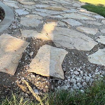 MRK Landscape - flagstone installed with 1/4 sand & road base to fill - Landscaping Near Me