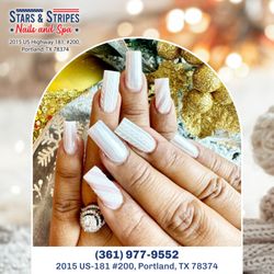 Star & Stripes Nails Spa - Step into winter with a touch of sophistication - adorn your fingertips with chic chrome square nails, adding a frosty and fashionable edge