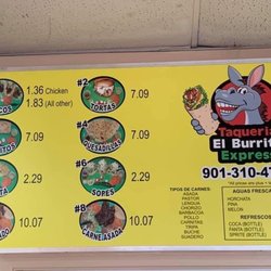Taqueria El Burrito Express - Other half of menu with prices