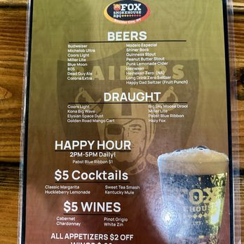 Fox Smokehouse BBQ - Happy Hour Menu - Barbeque Near Me - Boulder City, Nevada