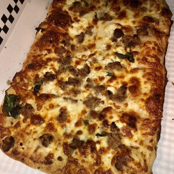 Teglia Pizza Bar - White pie with meatball and spinach - Pizza Near Me - Montclair, New Jersey Teglia Pizza Bar - White pie with meatball and spinach - Pizza Near Me - Montclair, New Jersey