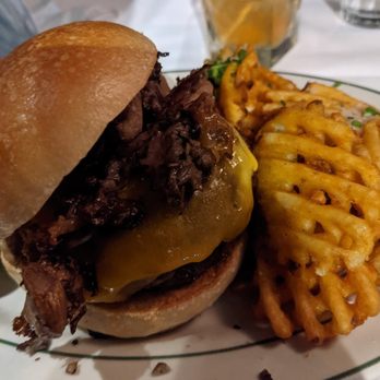 Wollensky Grill - House Made Wollenskys Burger with cheddar and added mushrooms. Ridiculously good and highly recommended. - New American Near Me - New York, New York
