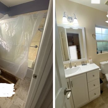 Restoration Connection - Before and After: Bathroom Water damage - Damage Restoration Near Me Restoration Connection - Before and After: Bathroom Water damage - Damage Restoration Near Me