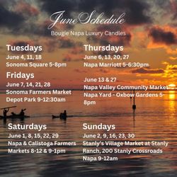 Bougie Napa - June schedule, or call/email to schedule an appointment in our Tannery Bend Studio!