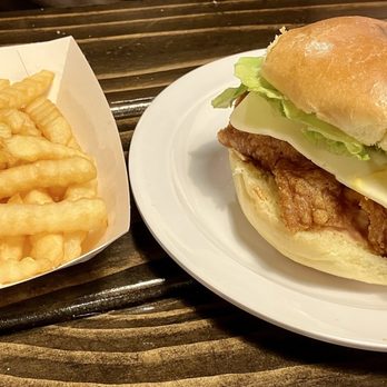 The Garnet Grill - 1 order of fries and crispy chicken sandwich - Cheesesteaks Near Me - Barrington, New Jersey The Garnet Grill - 1 order of fries and crispy chicken sandwich - Cheesesteaks Near Me - Barrington, New Jersey