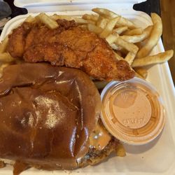 Nashville style hot chicken slider and tender with fries