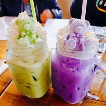 Lapisara Eatery - Matcha & Ube Latte - So cute but not so good. - Breakfast & Brunch Near Me - San Francisco, California