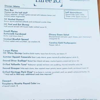 Three10 - Menu 10/30/21 - Seafood Near Me - Wilmington, North Carolina
