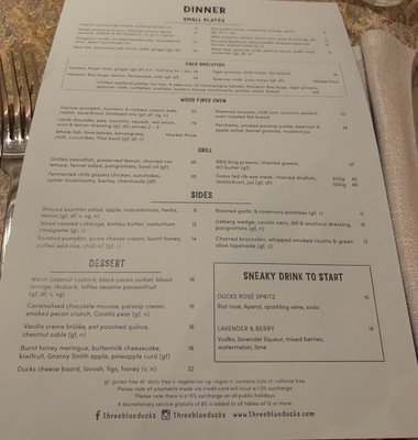 Menu photo 2 Three Blue Ducks Brisbane City, QLD