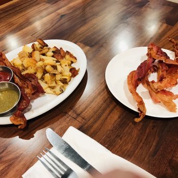 Cafe De Olla - The bacon and home fries that come with French toast plus extra side (4 slices) of bacon - American Near Me - Monrovia, California