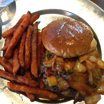 Eureka! - Short rib kimchi burger upgraded with sweet potato fries - American Near Me - Concord, California