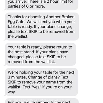 Another Broken Egg Cafe - Texts received - Breakfast & Brunch Near Me - Oviedo, Florida Another Broken Egg Cafe - Texts received - Breakfast & Brunch Near Me - Oviedo, Florida