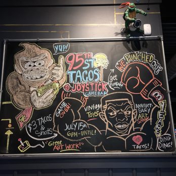 Joystick Gamebar - JOYSTICK - The Dopest Chalkboard EVER! Tracee creates the menu & Demayne hooks up the chalkboard. - Arcades Near Me - Atlanta, Georgia