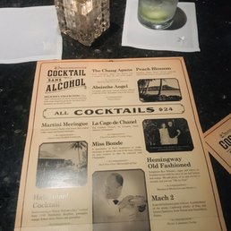 Menu and cucumber water