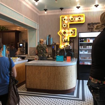 Fairgrounds Coffee and Tea - Loved the giant F located behind where you pickup your beverage - Coffee & Tea Near Me - Chicago, Illinois