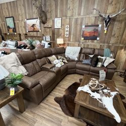 Leather sectional