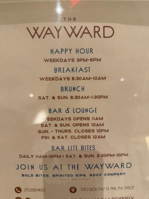 Menu photo 2 The Wayward Philadelphia, PA Menu photo 2 The Wayward Philadelphia, PA
