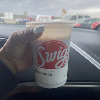 Swig - 5/5: The Ring King: Dr. Pepper, cupcake syrup, strawberry purée, vanilla cream. - Desserts Near Me - Cedar City, Utah