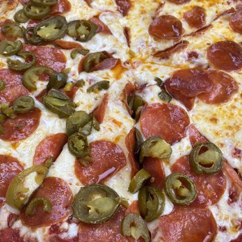 Corralitos Pizza - large half pepperoni, half pepperoni and jalapenos. - Salad Near Me - Watsonville, California