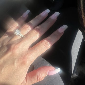 Wow Nails & Spa - Full set, acrylic, coffin shape with pink/white ombré powder by Jane. - Nail Salons Near Me - Palmdale, California Wow Nails & Spa - Full set, acrylic, coffin shape with pink/white ombré powder by Jane. - Nail Salons Near Me - Palmdale, California