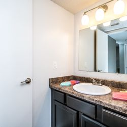 Westwood Park Apartments - Bathroom area at Westwood Park apartments in Norman, Oklahoma.