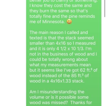 Firewood by Jerry - Text thread with firewood by Jerry - Firewood Near Me - Phoenix, Arizona