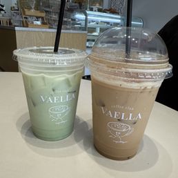 Delicious Dulce du Leche iced latte and Lavender Matcha