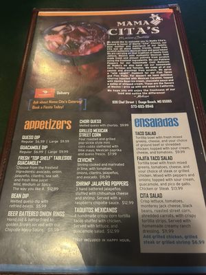 Menu photo 2 Mama Cita's Osage Beach, MO
