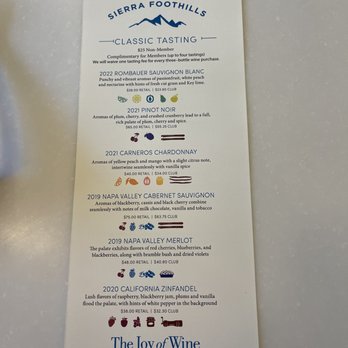 Rombauer Vineyards - Tasting menu from recent visit in April 2023. - Wine Tasting Room Near Me - Plymouth, California