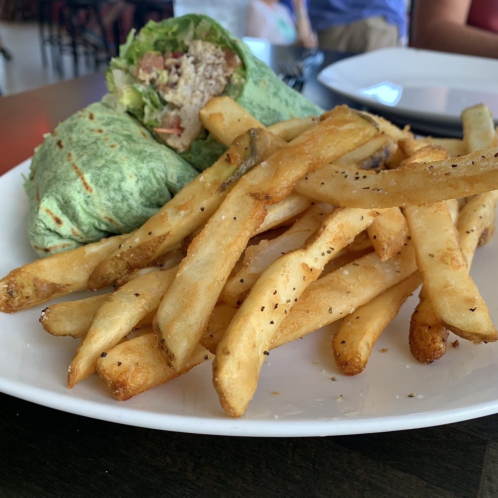 Rusty Hooks Dockside Grill - Mahi BLT with fries. - Seafood Near Me - Southport, North Carolina