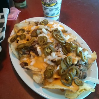 Hamburger Depot - Depot nachos and a regular drink. - Burgers Near Me - Bridge City, Texas
