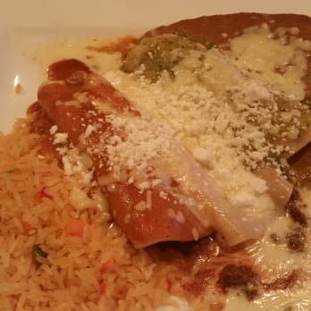 Casa Grande Mexican Grill - Flag Enchiladas  (red with beef, white with cheese and green with chicken) - Mexican Near Me - Fort Wayne, Indiana