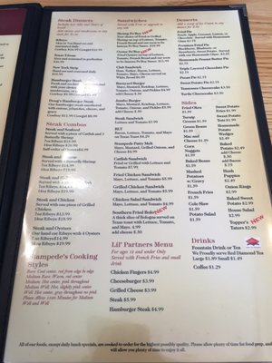 Menu photo 2 Stampede Steakhouse Talladega, AL