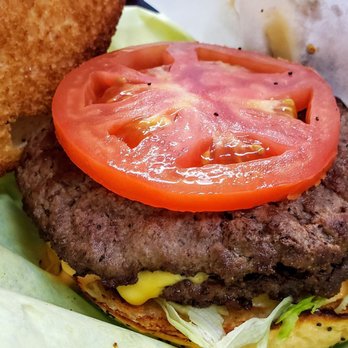 Flaming Burger - Excellent huge burger with HUGE perfect tomato slice! - Burgers Near Me - Dallas, Texas