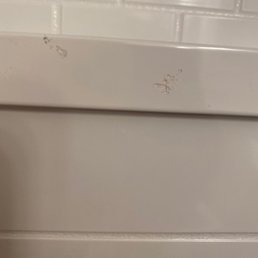 front of tub inset panel he scratched and dented. Panel is ruined, and cant be returned or exchanged.