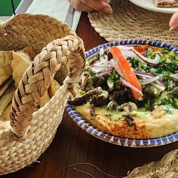 Zitouna - Basket of fresh made pita bread, beef hummus dip - Mediterranean Near Me - San Francisco, California Zitouna - Basket of fresh made pita bread, beef hummus dip - Mediterranean Near Me - San Francisco, California
