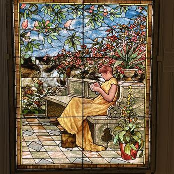 Lightner Museum - "Woman on Garden Bench" by Rudy Brothers Glass Studios c. 1900 - Museums Near Me - Saint Augustine, Florida