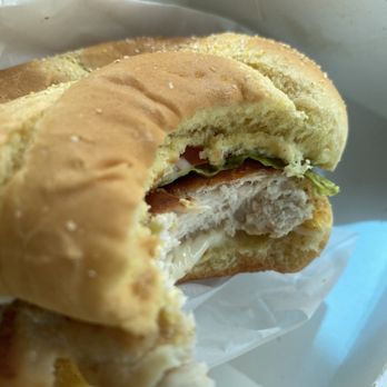 Bojangles - a half eaten sandwich in a basket - Fast Food Near Me - Walterboro, South Carolina