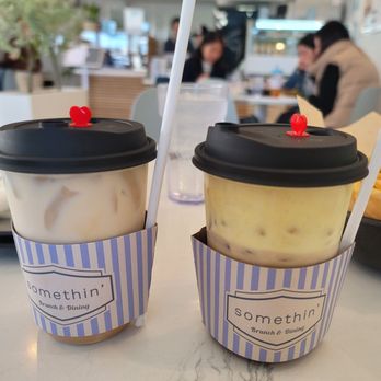 Somethin - L-R: Dolce Latte, Cream Custard Latte - Korean Near Me - La Mirada, California Somethin - L-R: Dolce Latte, Cream Custard Latte - Korean Near Me - La Mirada, California