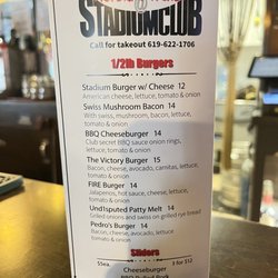 Stadium Club - Victor's menu