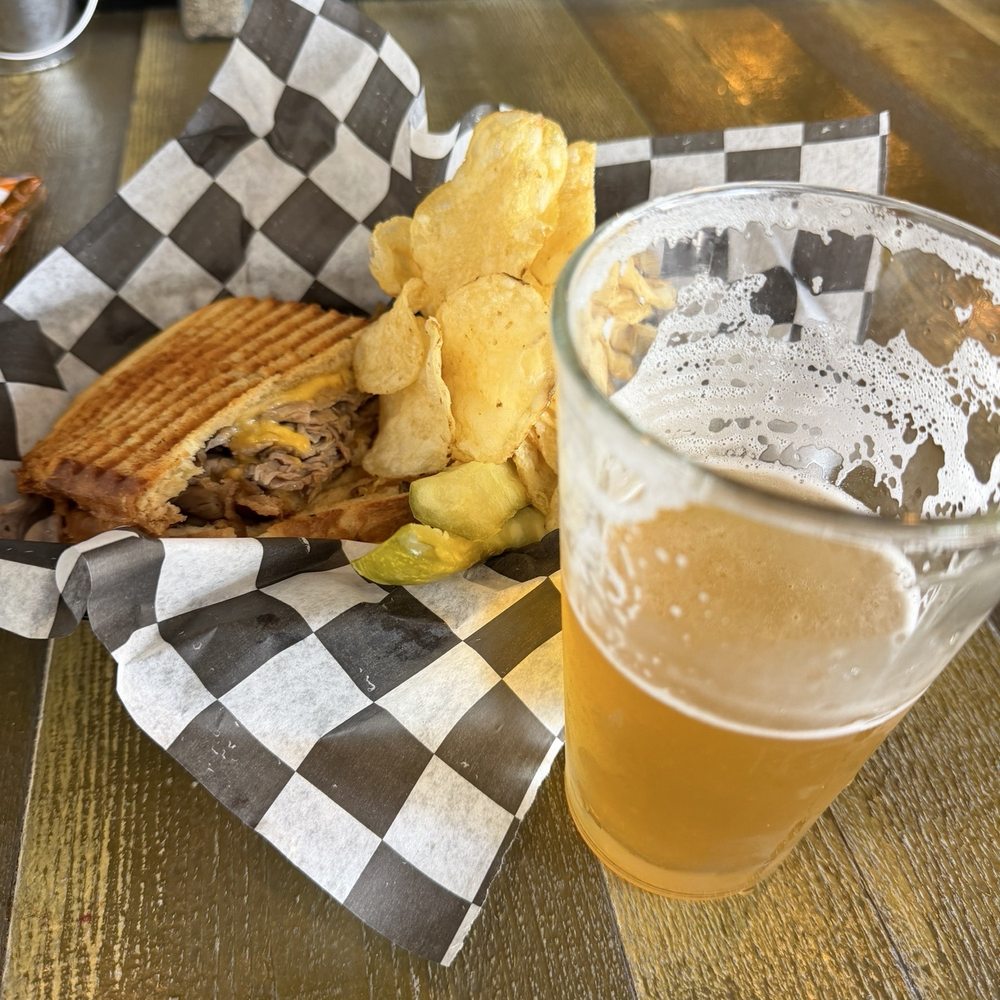 Trackside Taproom - Roast Beef Panini and chips with a Atlantic Resin IPA - Beer Bar Near Me - Gaffney, South Carolina Trackside Taproom - Roast Beef Panini and chips with a Atlantic Resin IPA - Beer Bar Near Me - Gaffney, South Carolina