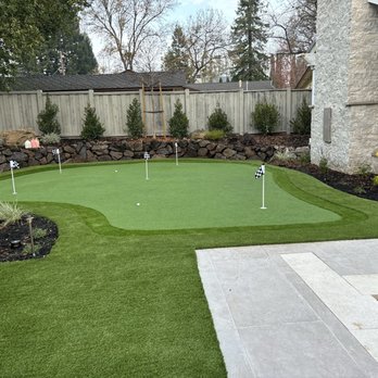 Greenridge Turf Service - party green installation with 2 French 5 cups with lights - Artificial Turf Near Me Greenridge Turf Service - party green installation with 2 French 5 cups with lights - Artificial Turf Near Me