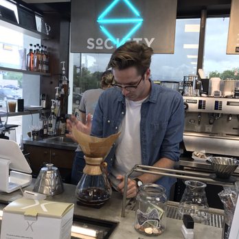 Society Coffee - Euless - Brewing a pour over via chemex! - Coffee & Tea Near Me - Euless, Texas Society Coffee - Euless - Brewing a pour over via chemex! - Coffee & Tea Near Me - Euless, Texas