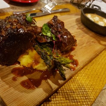 Amaya - Tonight's special: elk ribs with creamed corn and green Chile mashed potatoes.  The best dish ever - New American Near Me - Santa Fe, New Mexico