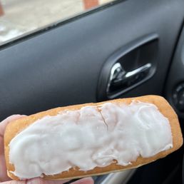Another donut with minimal icing. Didn't even make it to the edges. Another donut with minimal icing. Didn't even make it to the edges.