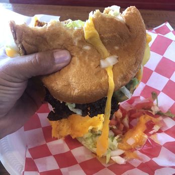 Chris Madrid's - Hamburger with cheddar cheese with all the fixins. - Burgers Near Me - San Antonio, Texas