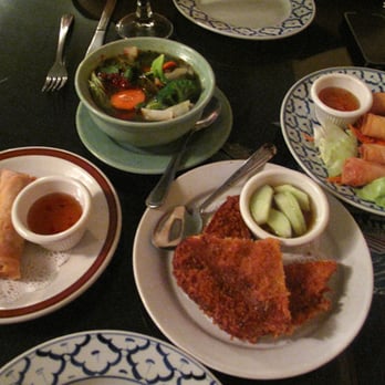 Thai Cuisine - appetizers: spring rolls, tom yum veggie soup, thai toast, and (daily special) shrimp blankets - Thai Near Me - Pittsburgh, Pennsylvania Thai Cuisine - appetizers: spring rolls, tom yum veggie soup, thai toast, and (daily special) shrimp blankets - Thai Near Me - Pittsburgh, Pennsylvania