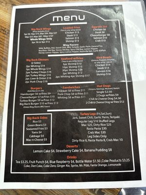 Menu photo 2 Big Backs Eatery Portsmouth, VA Menu photo 2 Big Backs Eatery Portsmouth, VA