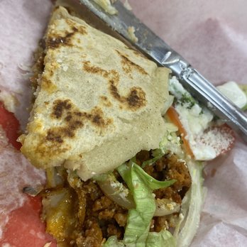 Los Cochos De Guerrero - 1/2 of my gordita...forgot to take the picture before digging in! - Mexican Near Me - Columbus, Ohio Los Cochos De Guerrero - 1/2 of my gordita...forgot to take the picture before digging in! - Mexican Near Me - Columbus, Ohio