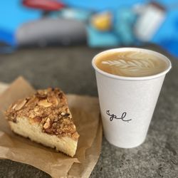 SPL Coffee - Hot latte, Almond muffin